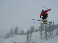 Eric isnt the only nut. An unidentified skier airs a jump in the Blackcomb terrain park.
